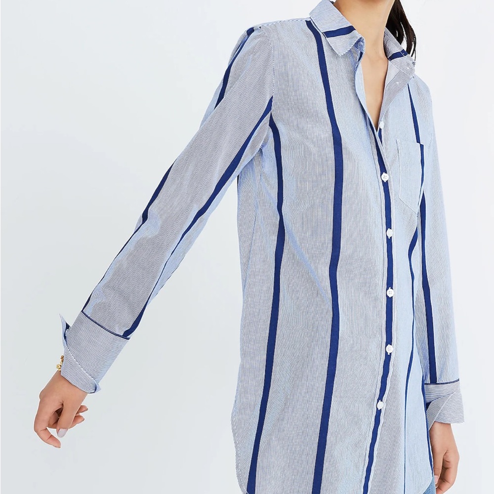MADEWELL Striped Button-Down Tunic Shirt